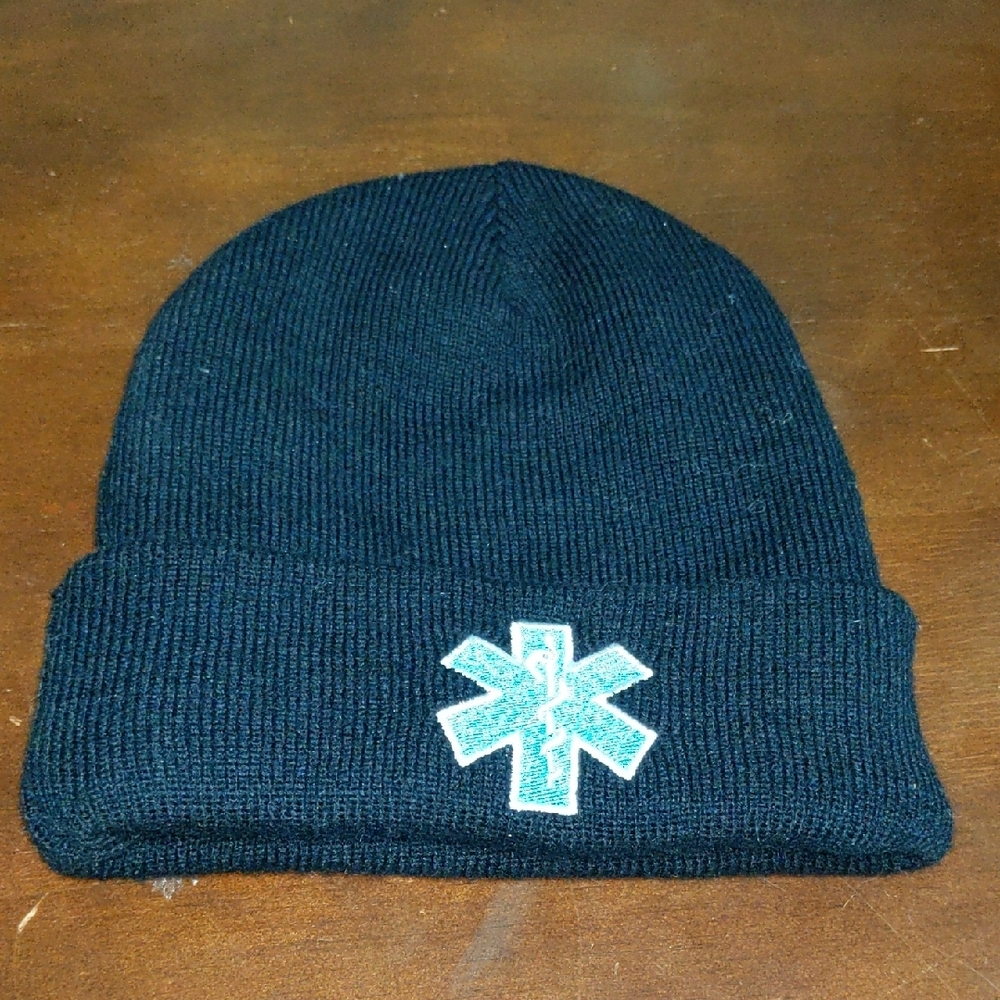 Black Beanie with Star of Life Emblem